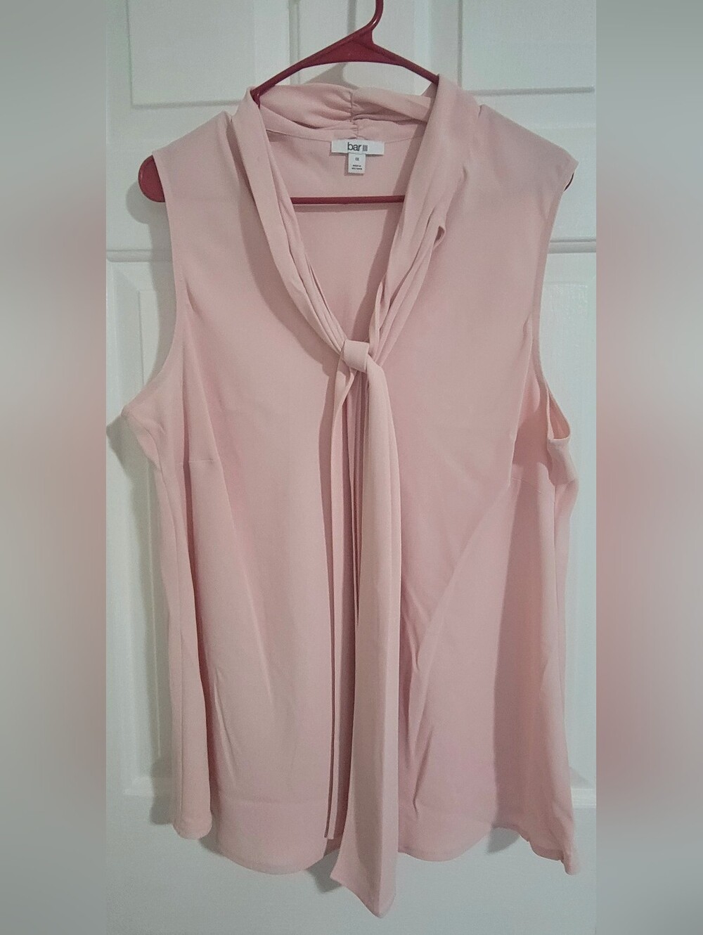 Bar III Sleeveless Tie-Neck Blouse - Pale Pink